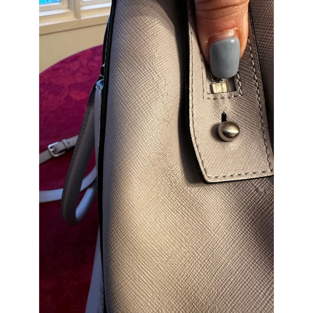 MCM Light Gray/Lavender Leather Satchel w/ Crossbody Strap - Picture 8 of 12